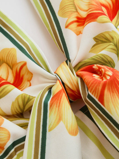 Floral Halter Knot Front Maxi Dress