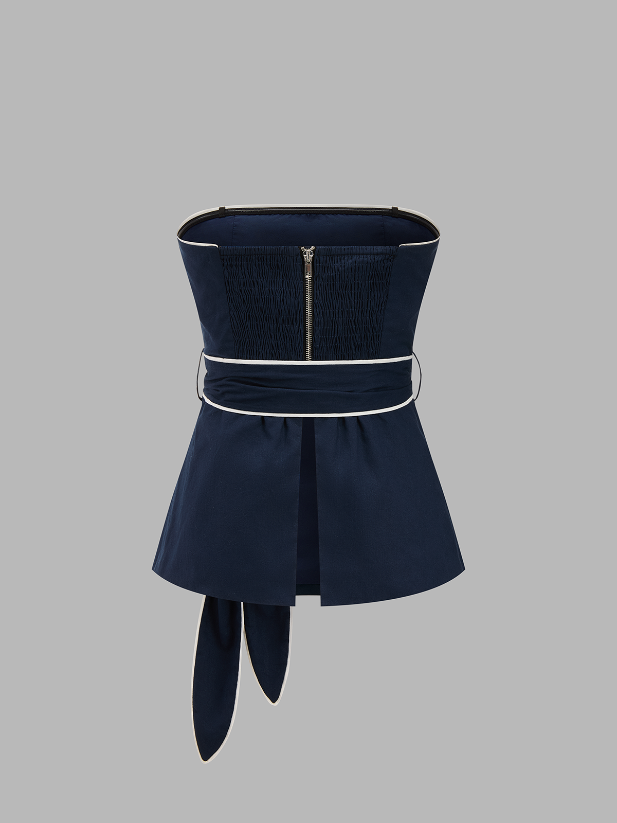 Cotton Linen Belted Strapless Top & Pants Set