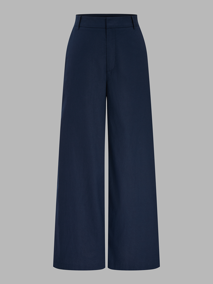 Cotton Linen Belted Strapless Top & Pants Set