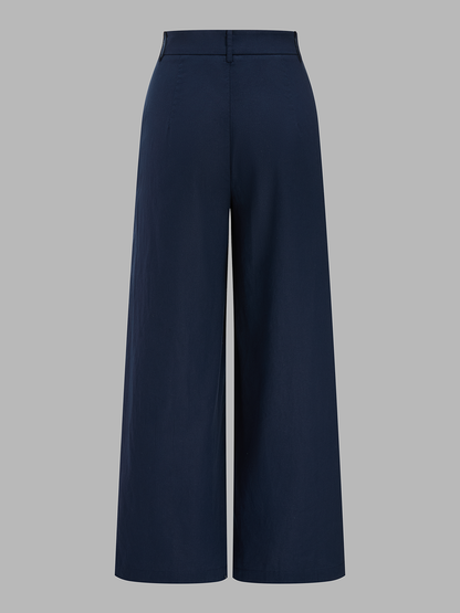 Cotton Linen Belted Strapless Top & Pants Set