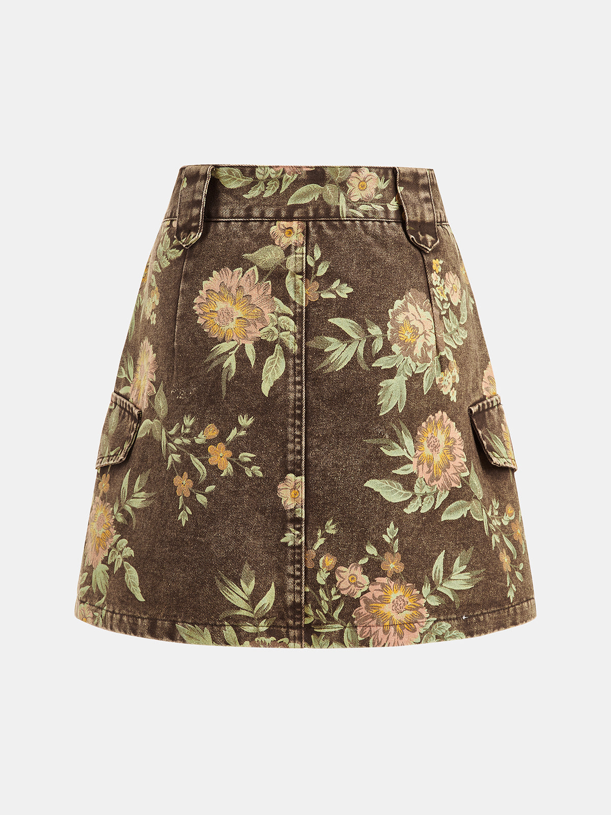 Floral Jacquard Denim Mini Skirt