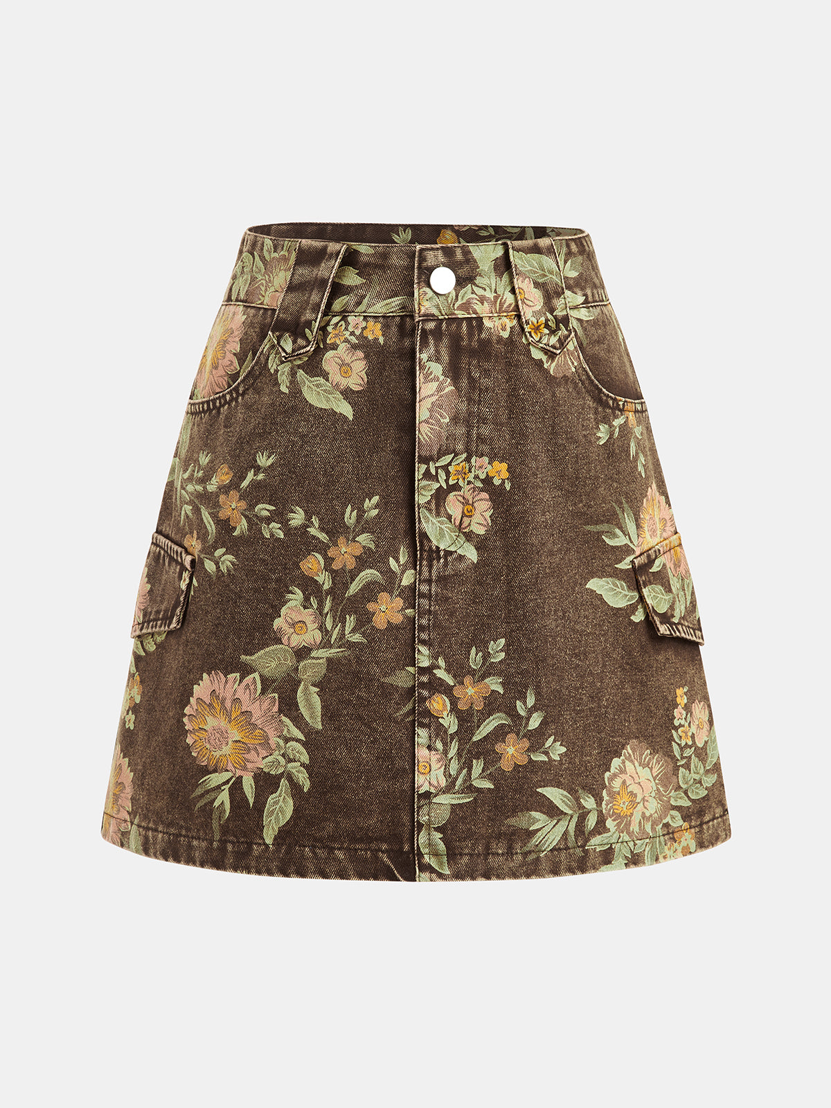 Floral Jacquard Denim Mini Skirt