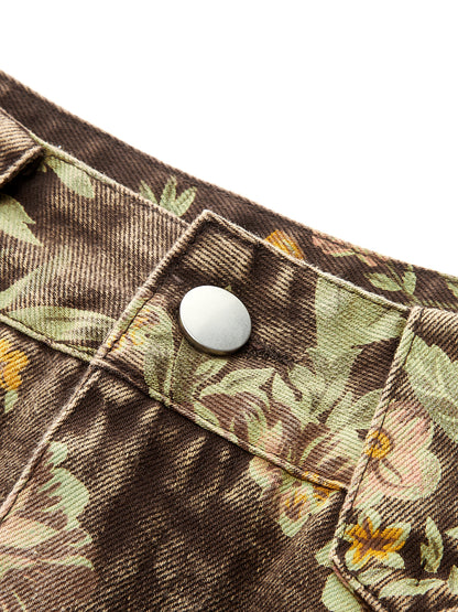Floral Jacquard Denim Mini Skirt