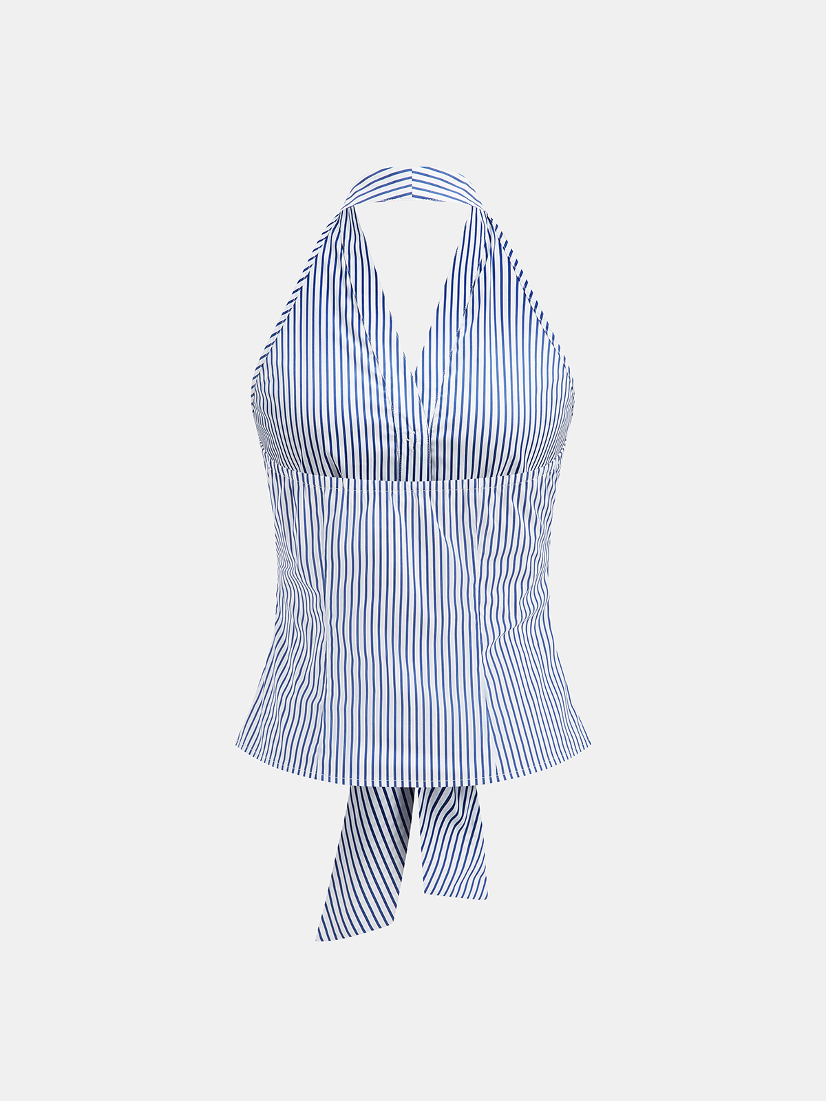 Striped Tie-Front Halter Top