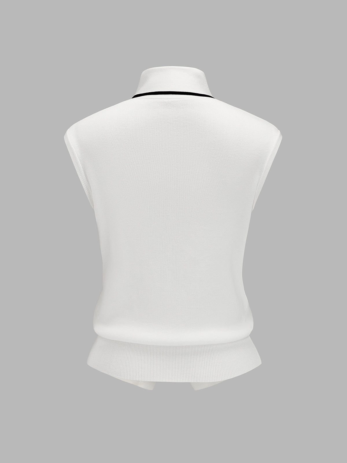 Contrast Trim Tie-Neck Knit Sleeveless Top