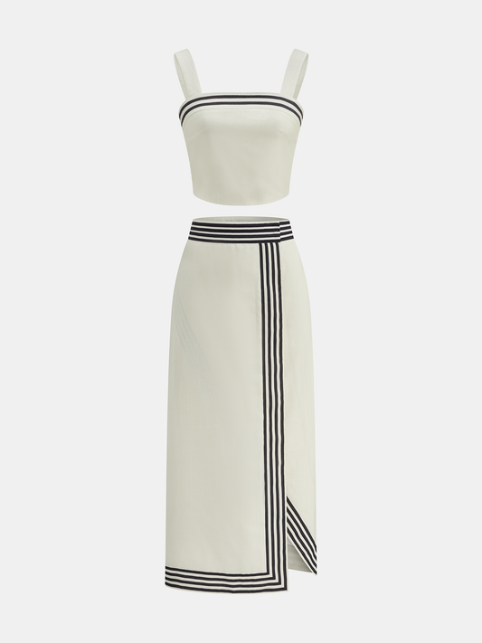 Striped Strappy Top & Midi Skirt Set