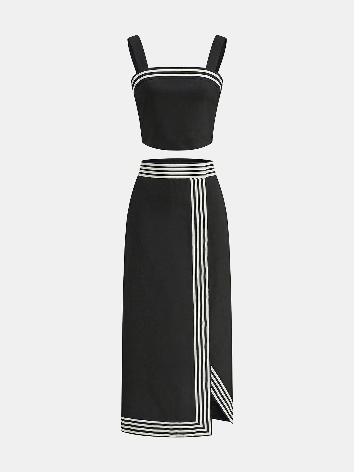 Striped Strappy Top & Midi Skirt Set