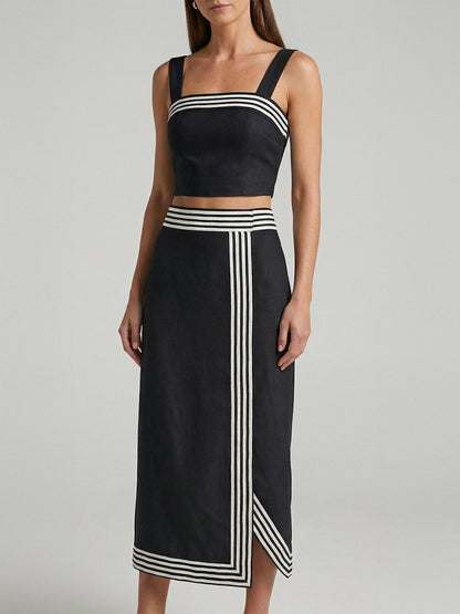 Striped Strappy Top & Midi Skirt Set