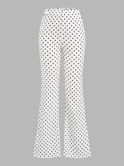 Polka Dot Halter Top & Flare Pants Set