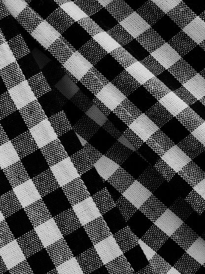 Gingham Bow-Strap Top & Midi Skirt Set