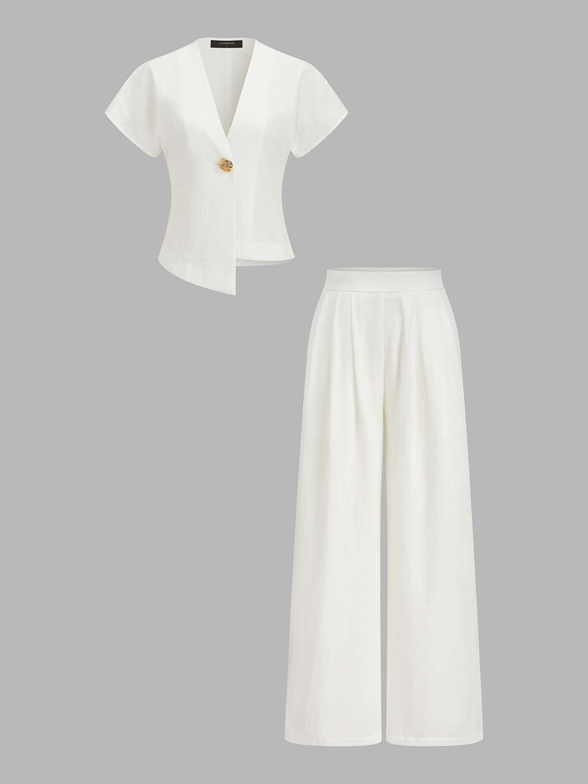 Irregular Hem Short Sleeve Top & Pants Set