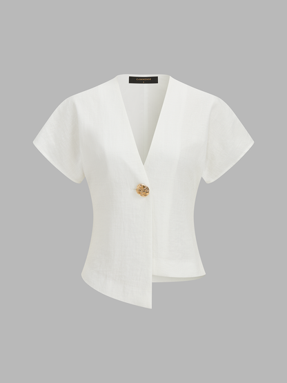 Irregular Hem Short Sleeve Top & Pants Set