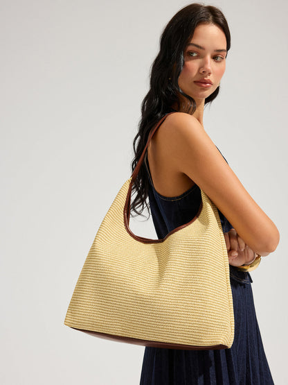 Straw-Texture Woven Hobo Bag