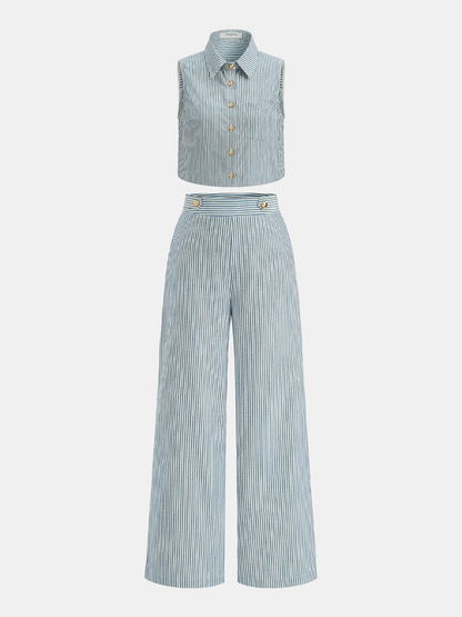 Striped Sleeveless Top & Pants Set