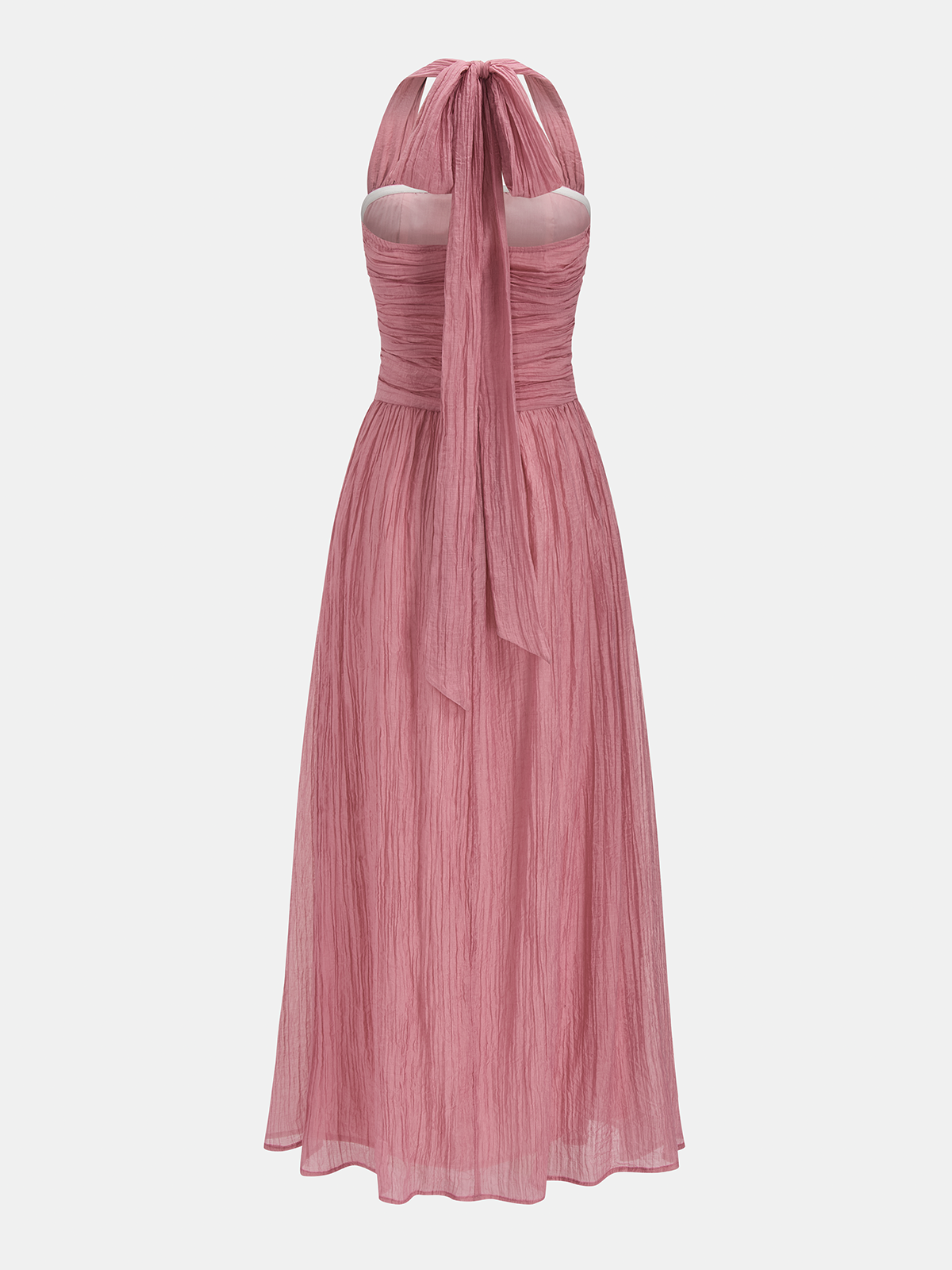 Crinkled Textured Halter Maxi Dress