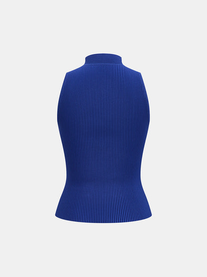 Double Breasted Ribbed Knit Vest