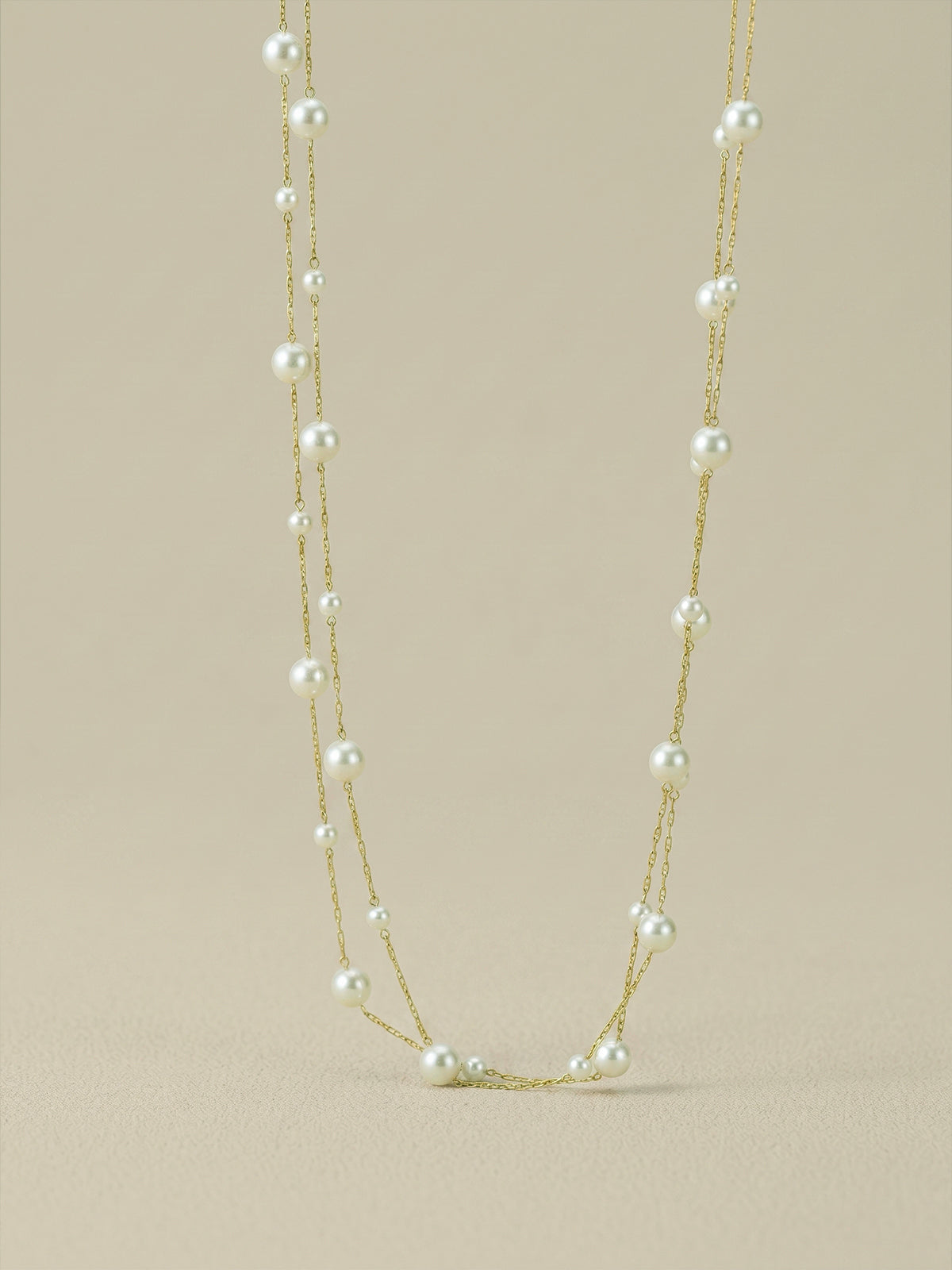 Mixed Size Pearl Layered Necklaces