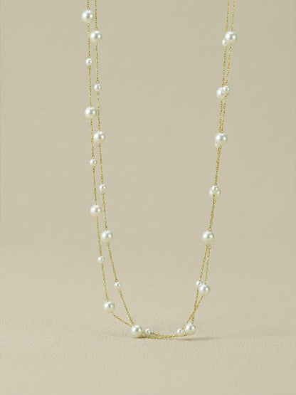 Mixed Size Pearl Layered Necklaces
