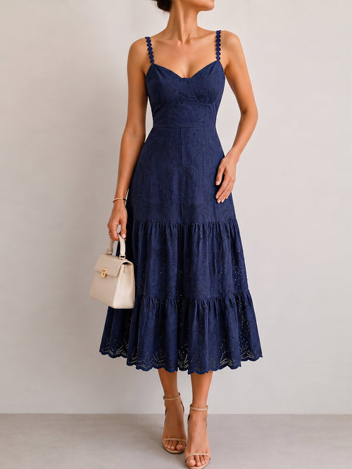 Eyelet Embroidery Tiered Cami Dress