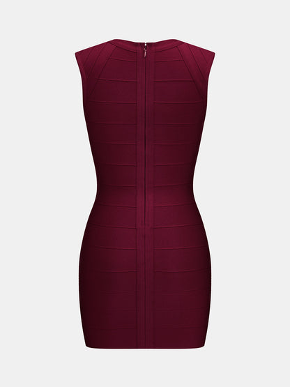 Deep V Sleeveless Bodycon Mini Dress