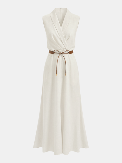 Belted Sleeveless Wrap Maxi Dress