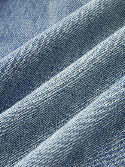Lace Trim Mid-Waist Denim Pants