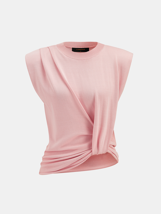 Twisted Waist Sleeveless Knit Top