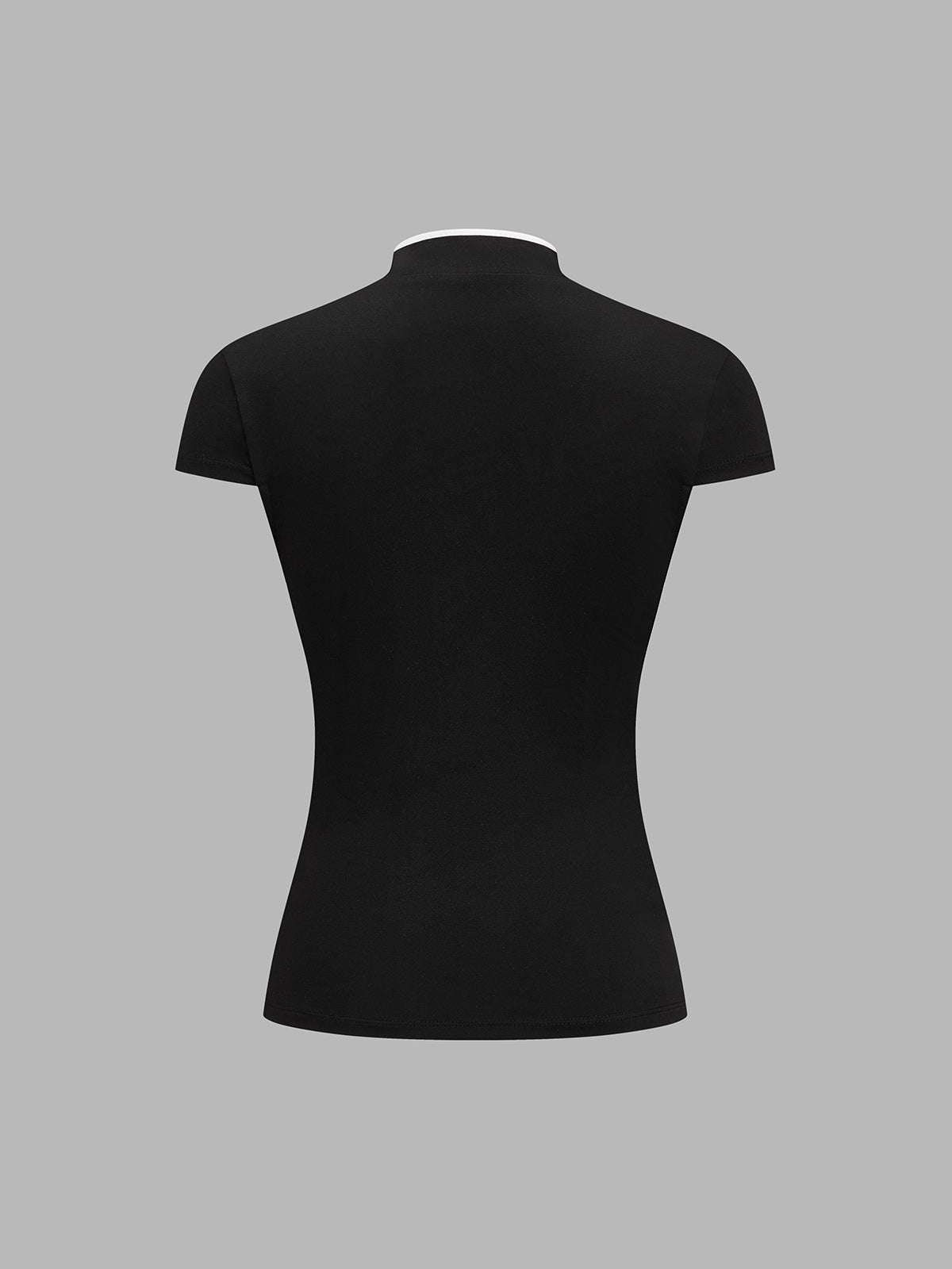 Contrast Frog Button Short Sleeve Top