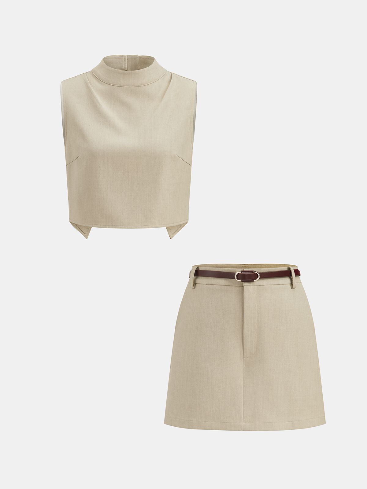 Backless Crop Vest & Belted Skort Set