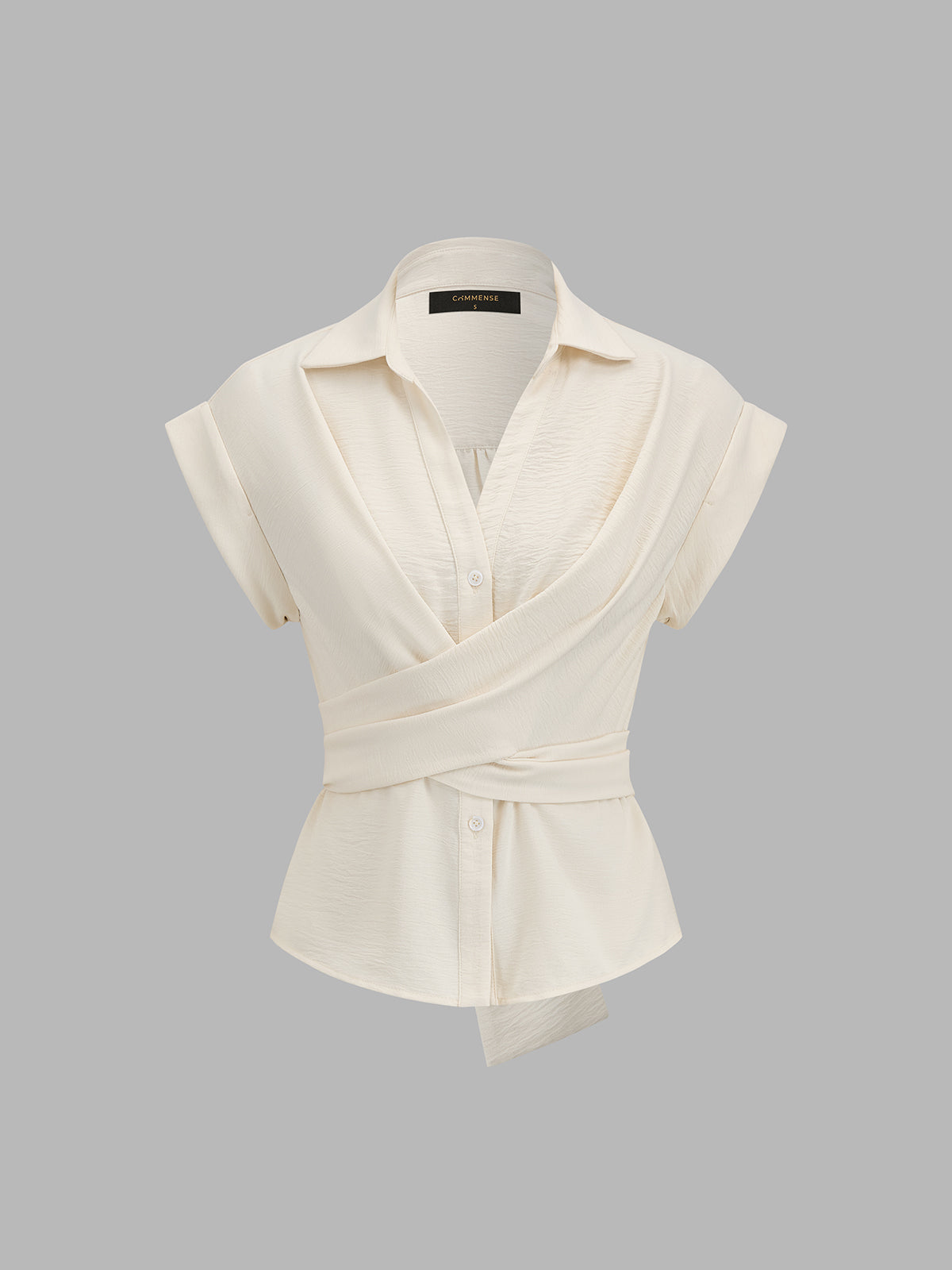 Tie-Back Cap Sleeve Textured Blouse