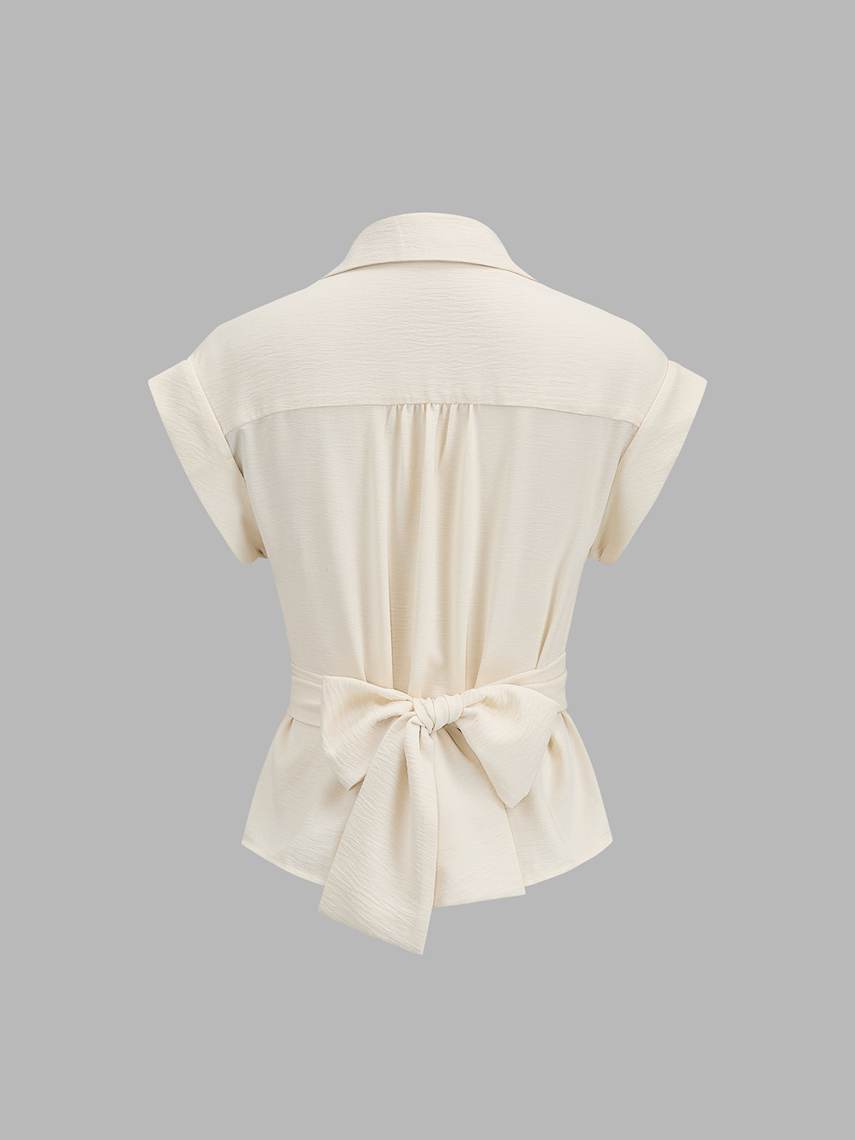 Tie-Back Cap Sleeve Textured Blouse