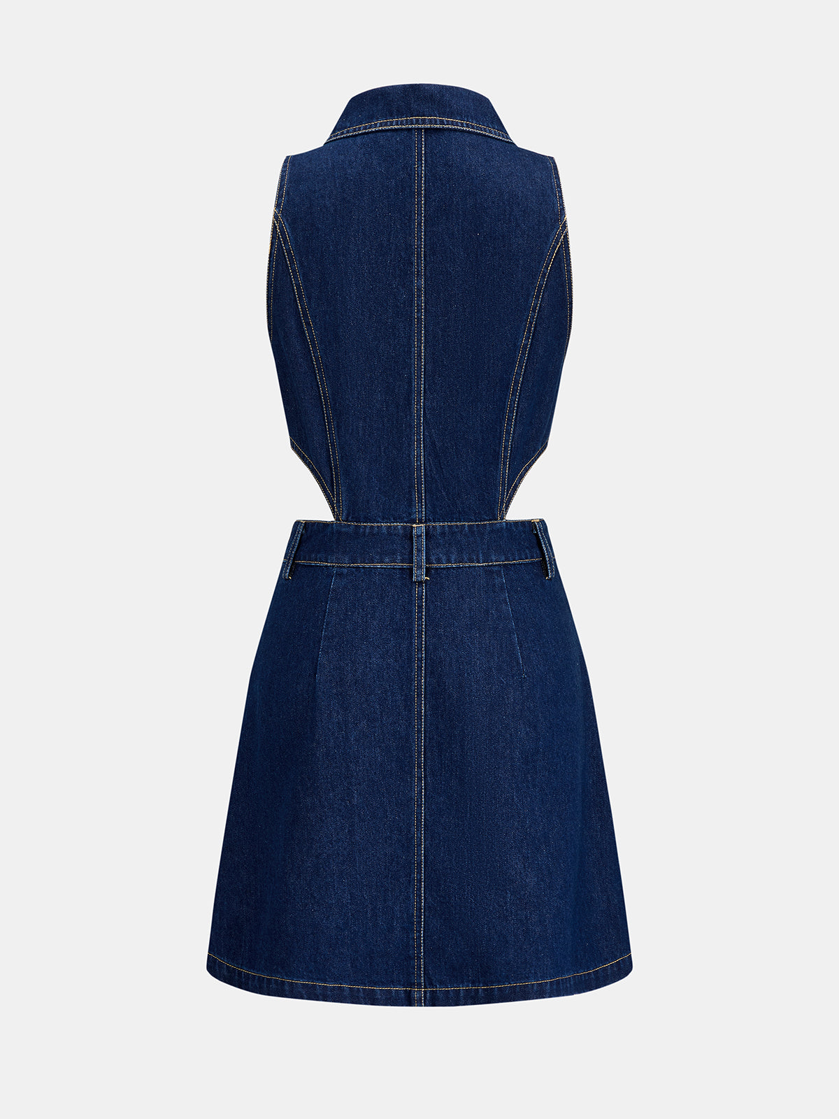 Cutout Waist Sleeveless Denim Mini Dress