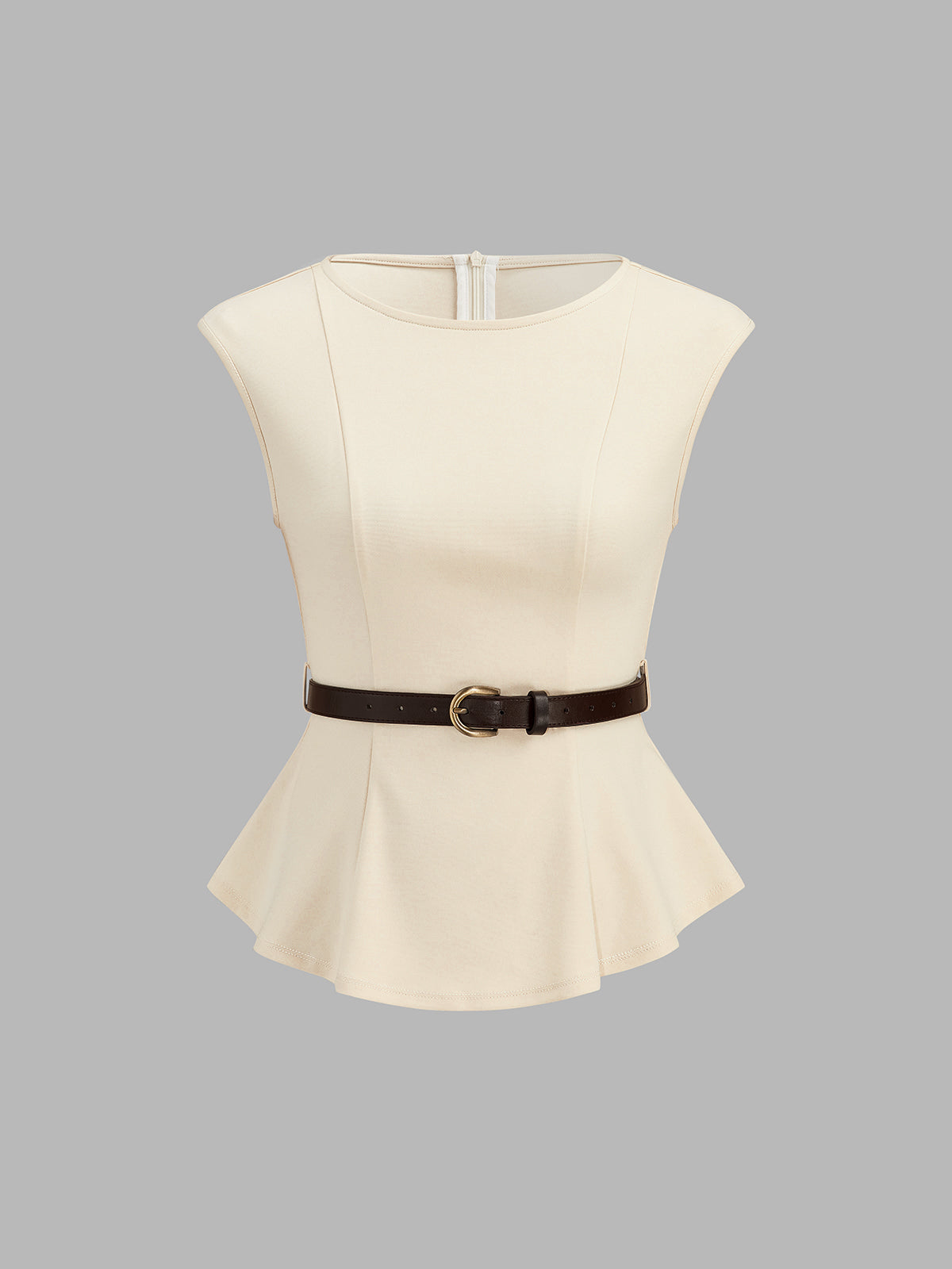 Belted Peplum Top & Satin Midi Skirt Set