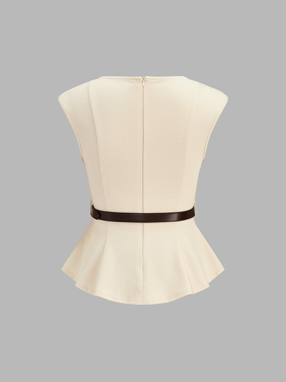 Belted Peplum Top & Satin Midi Skirt Set