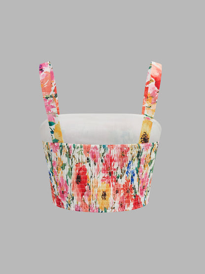 Watercolor Flower Two Piece Skirt Set