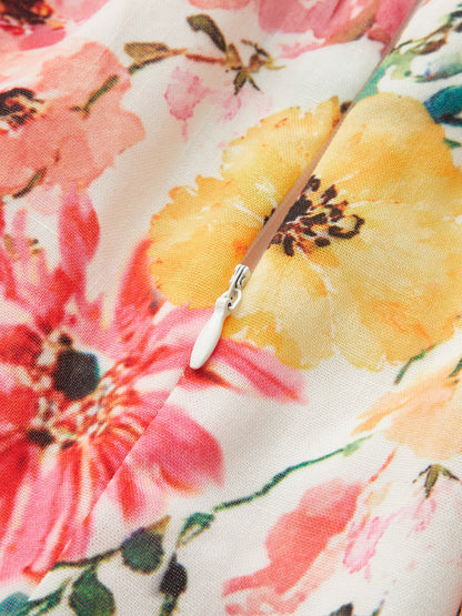 Watercolor Flower Two Piece Skirt Set
