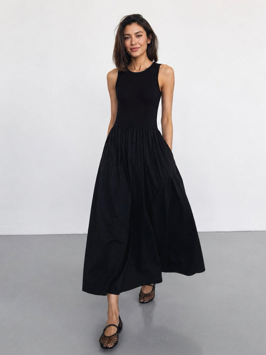 Leisure Crew Neck Long Dress