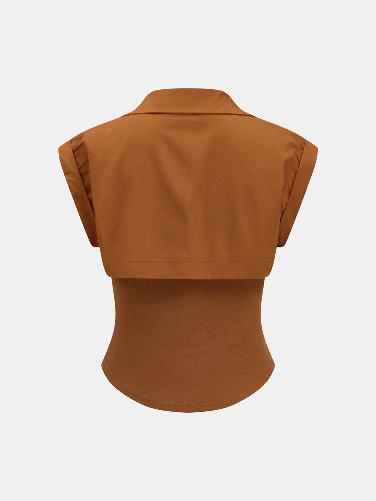 Faux Two Piece Sleeveless Shirt Top