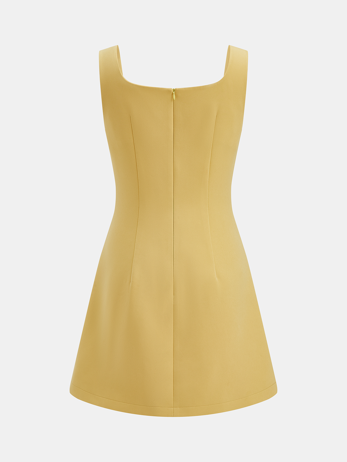 Square Neck Metal Detail A-Line Mini Dress