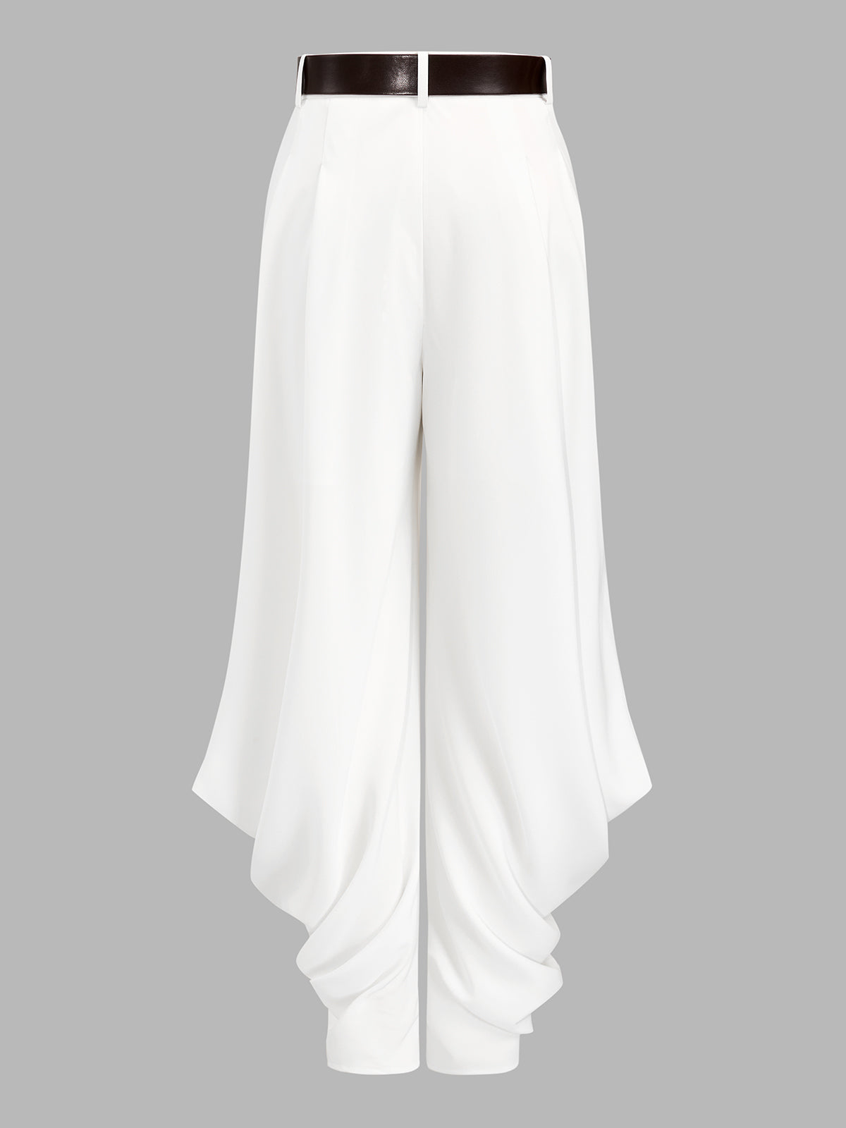 Belted Draped Wide Leg Pants
