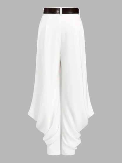 Belted Draped Wide Leg Pants