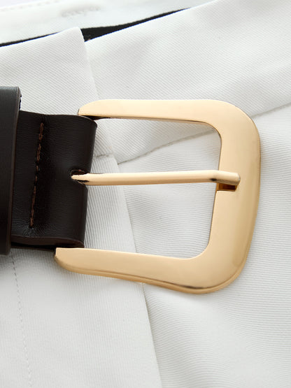 Belted Draped Wide Leg Pants