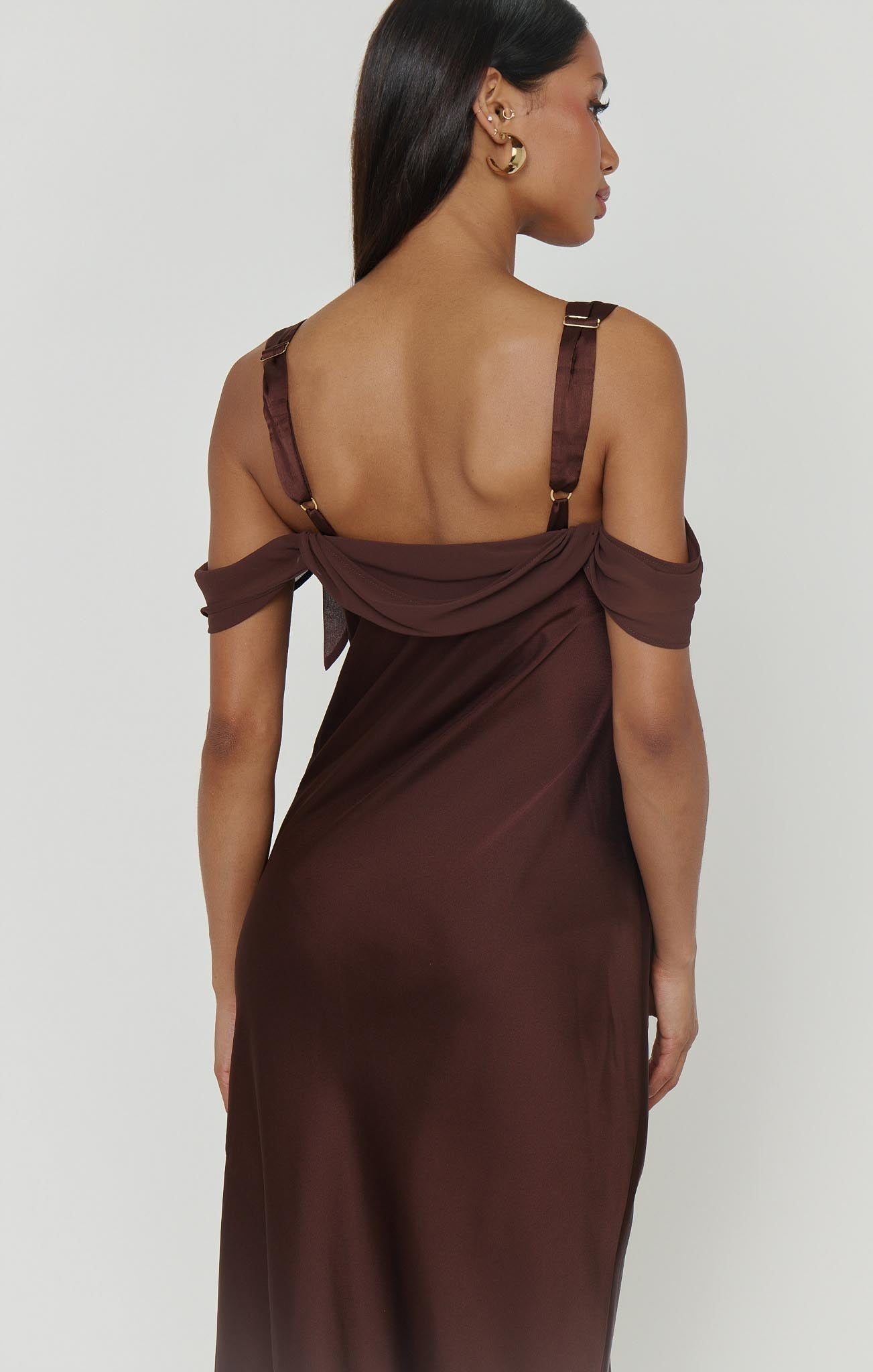 Bella Maxi Dress ~ Chocolate Luxe Satin