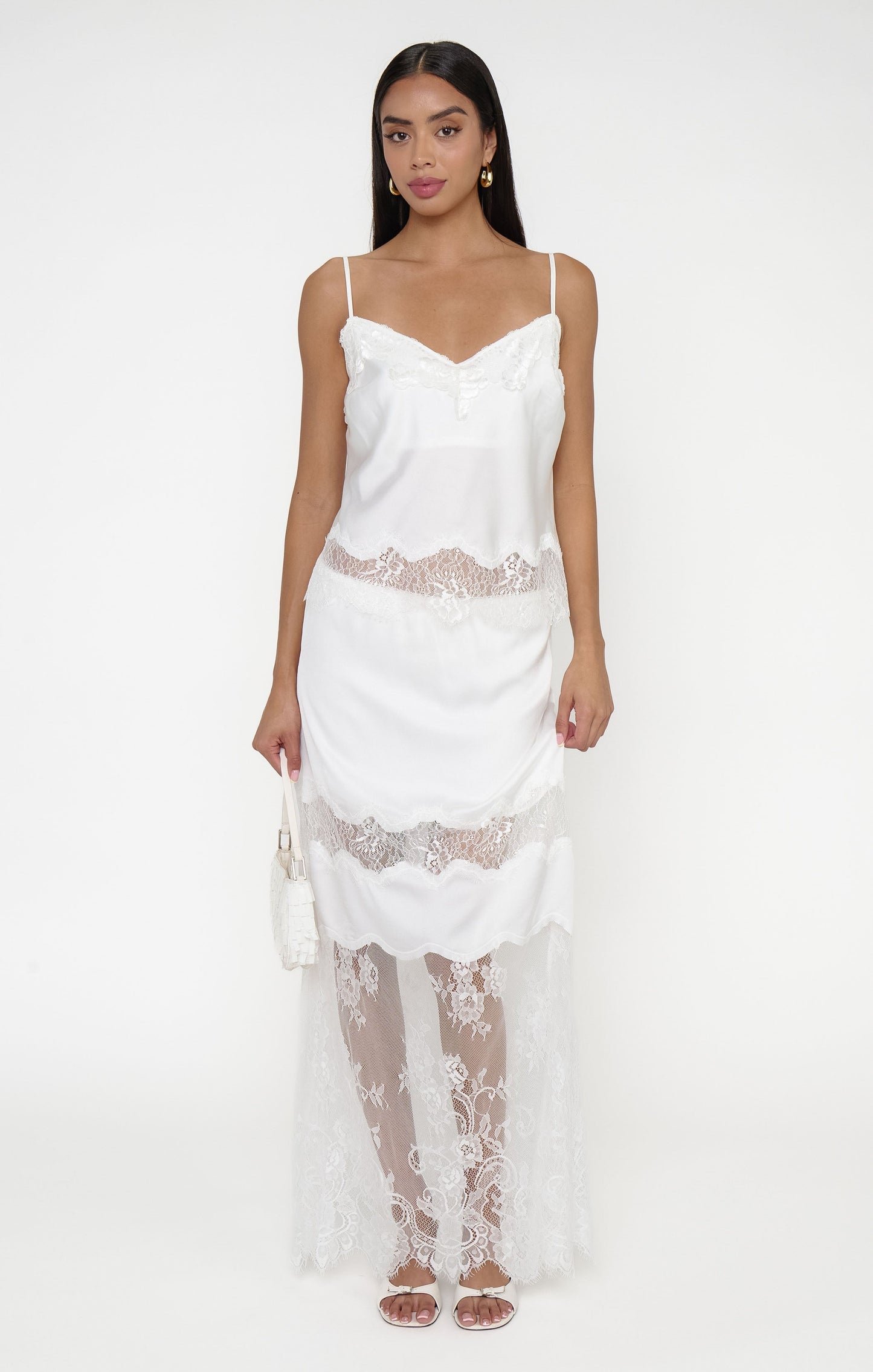 Gracie Maxi Skirt ~ Ivory Luxe Satin