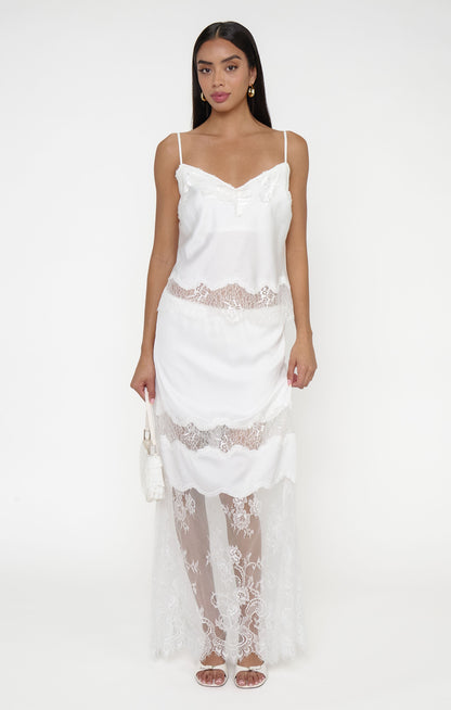 Gracie Maxi Skirt ~ Ivory Luxe Satin