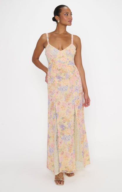 Amber Maxi Dress ~ Pale Yellow Blooms