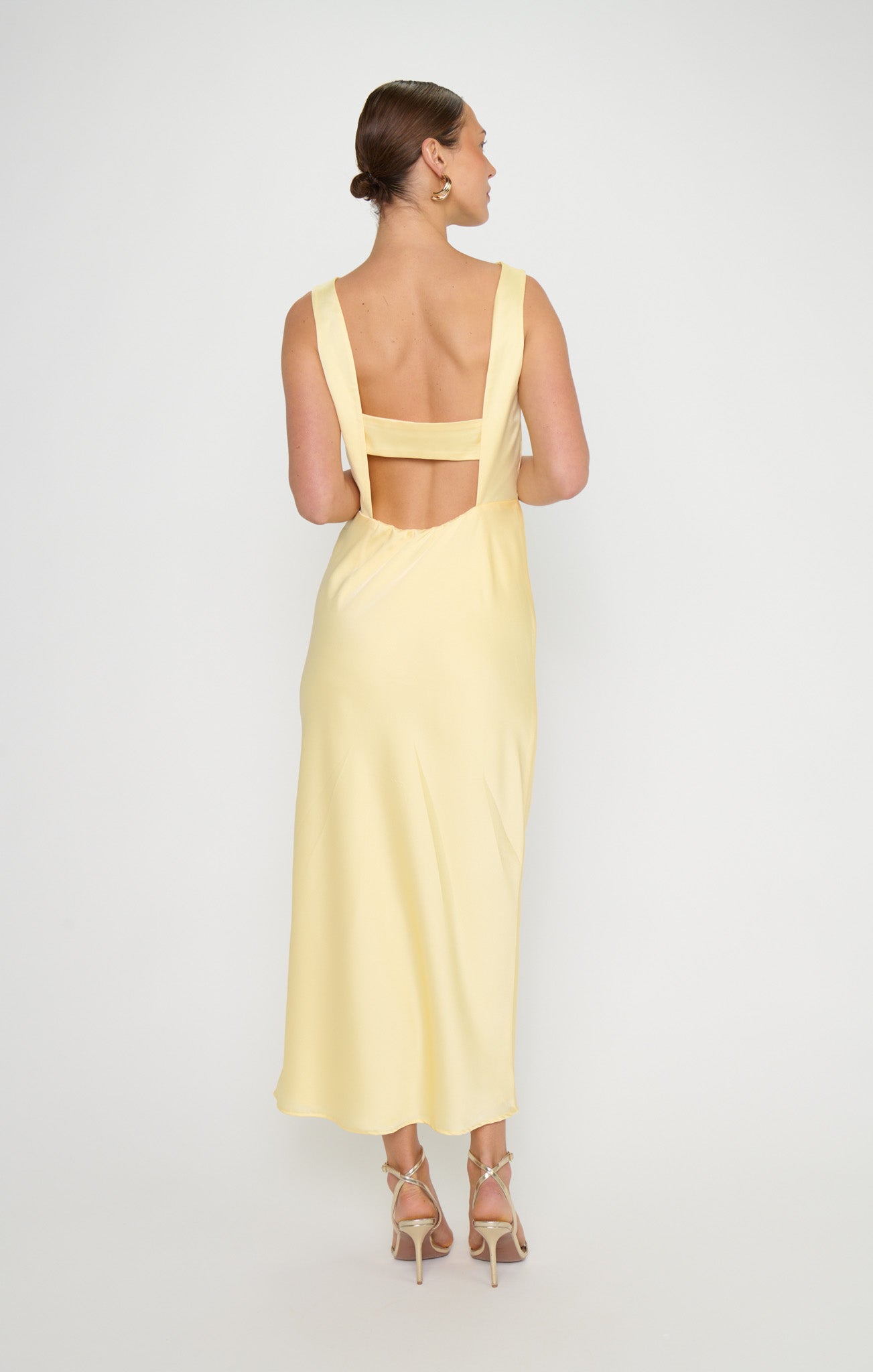 Candice Dress ~ Pale Yellow Luxe Satin