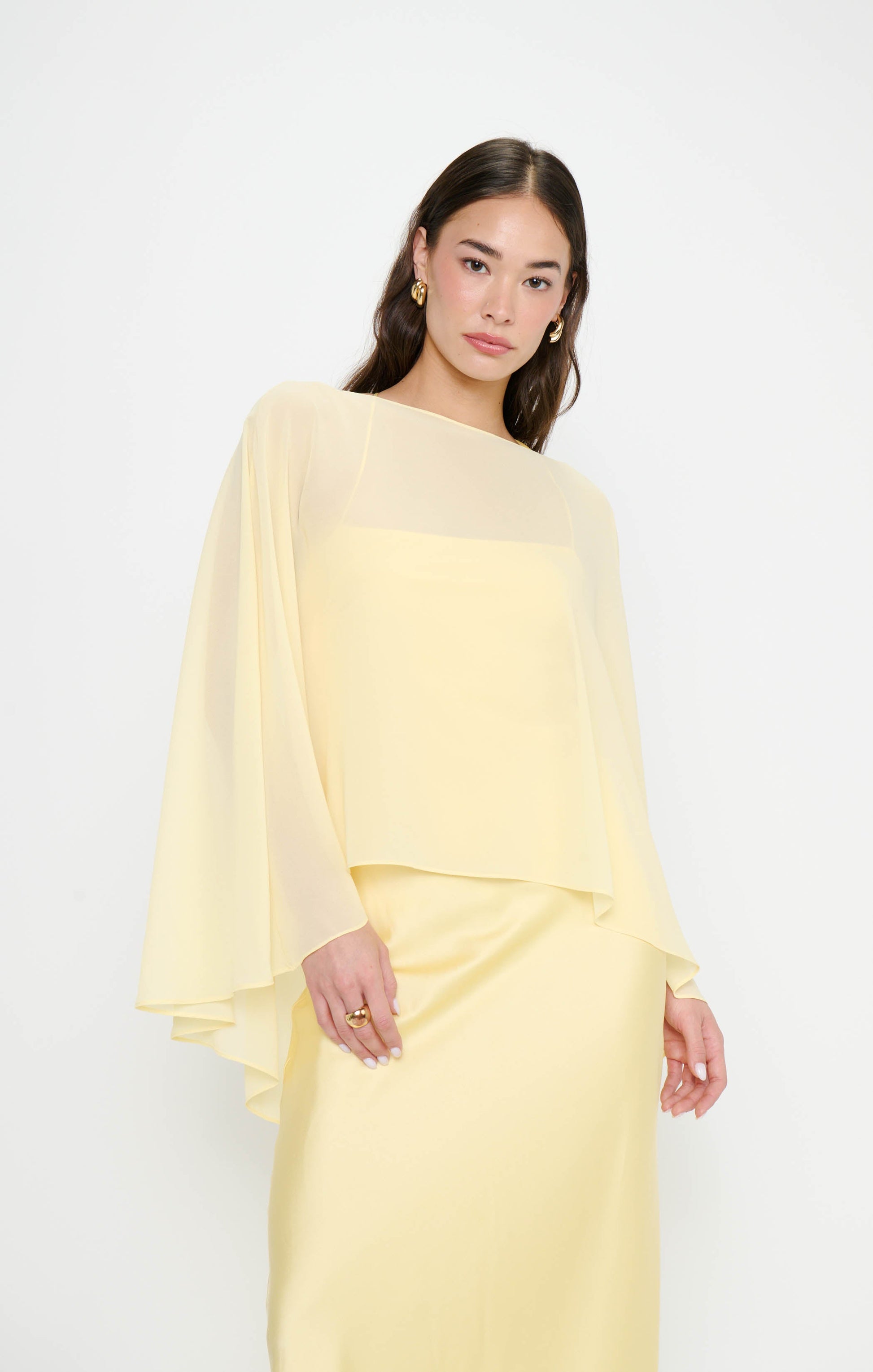 Cherish Cape ~ Pale Yellow Chiffon