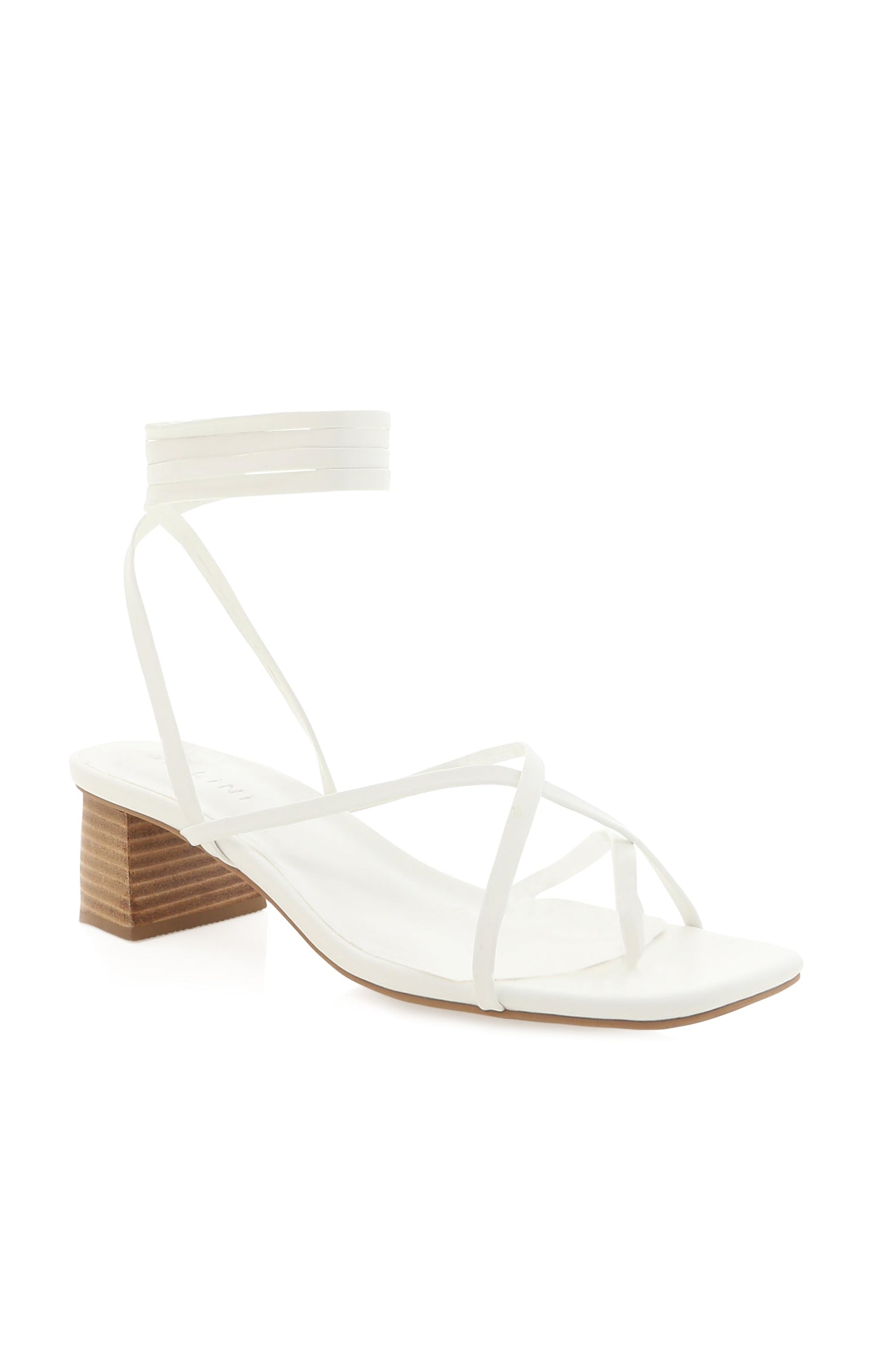 Billini Carmela Wrap Up Heel ~ White Natural