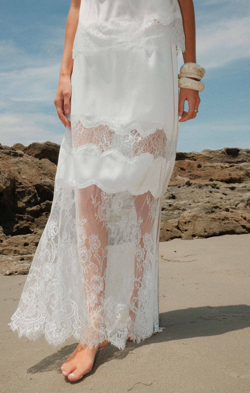 Gracie Maxi Skirt ~ Ivory Luxe Satin
